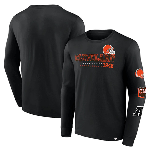 Cleveland Browns Black High Whip Pitcher Long Sleeve T-Shirt